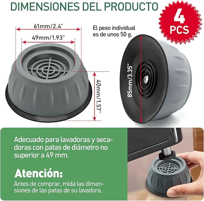 Soportes Elevadores para Muebles (Pack x4)